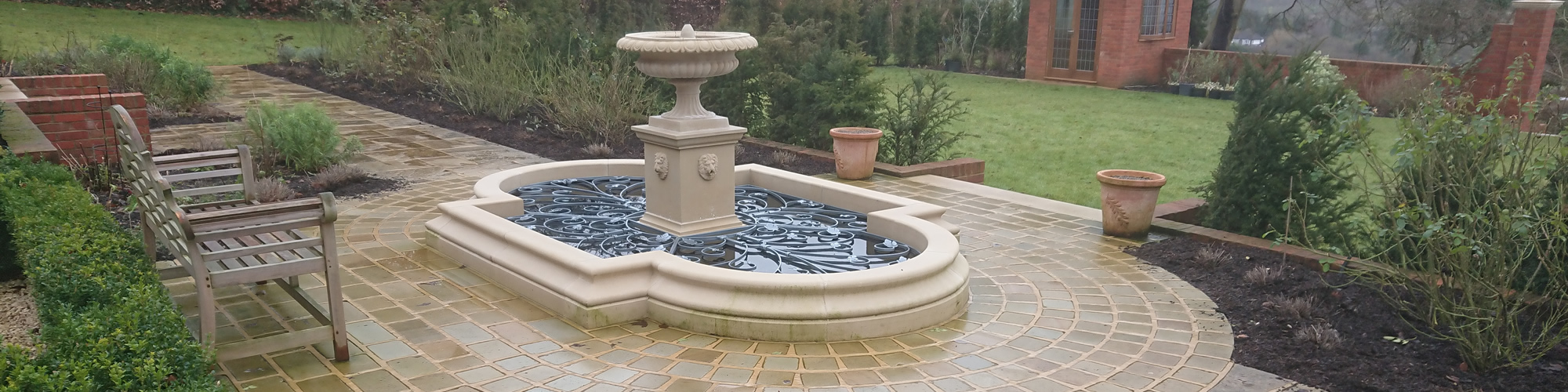 Water feature and patio in Aylesbury